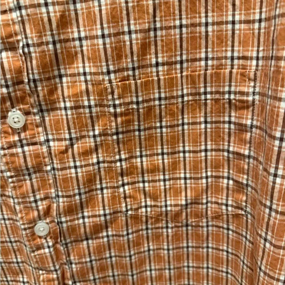 J. Crew Men's Casual Slim Untucked Orange Checkered Shirt size XL